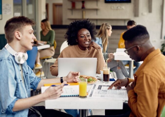 students in a university cafeteria