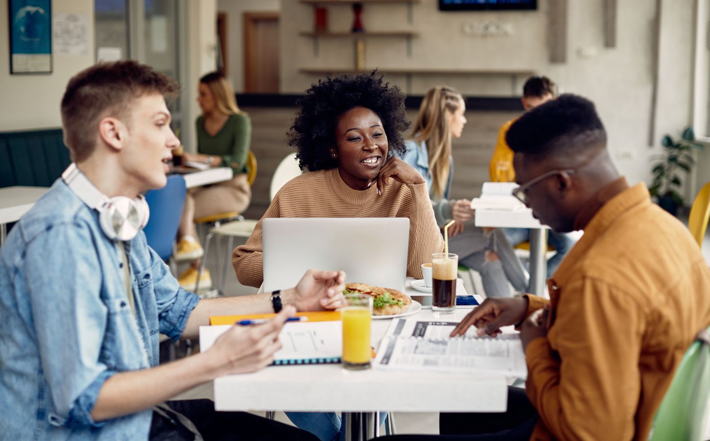 students in a university cafeteria