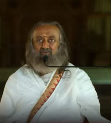 Photo shows Gurudev Sri Sri Ravi Shankar speaking on the Kindness With Amy podcast