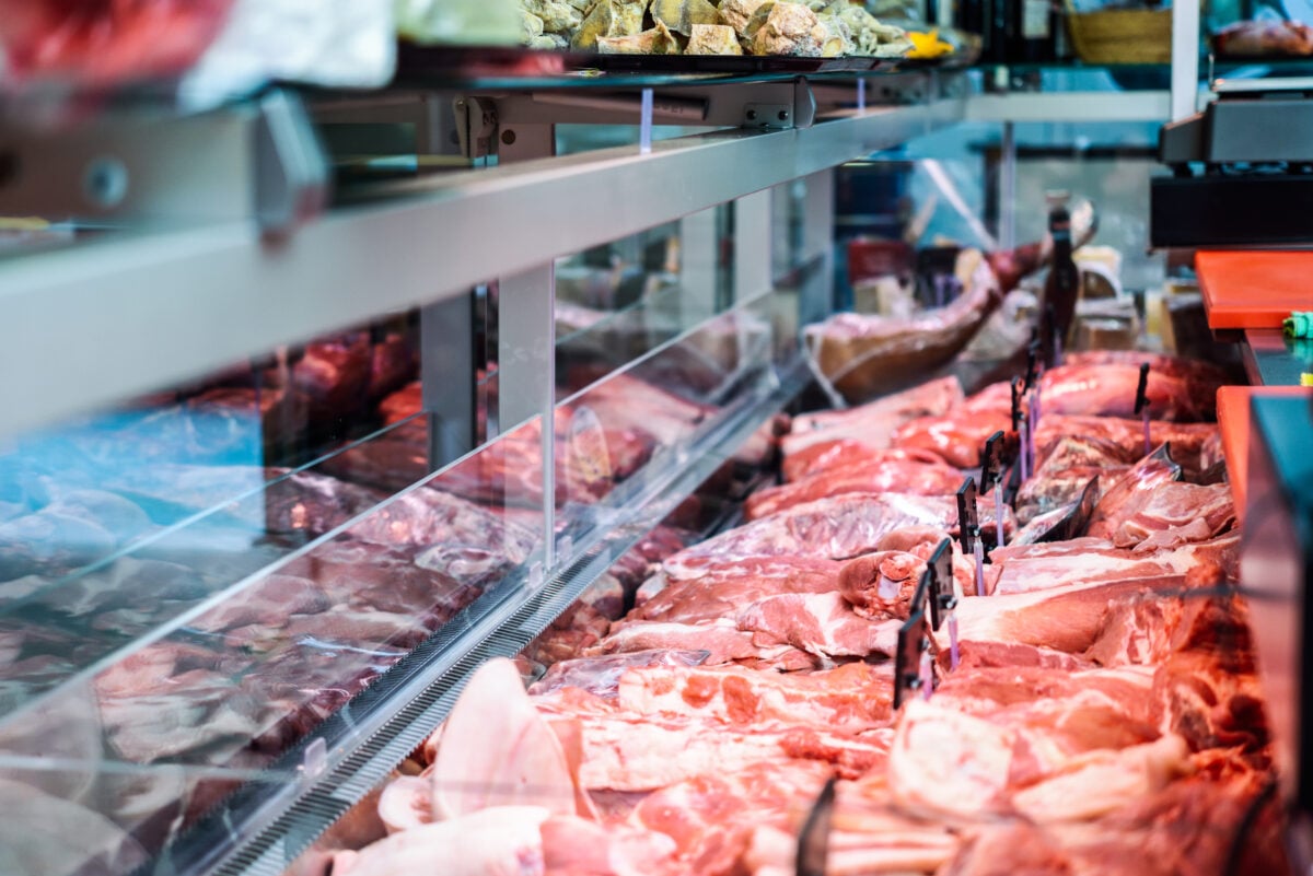 Red meat on display at a supermarket