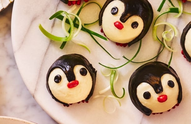 Plant-based penguin bao buns, part of Sainsbury's vegan Christmas 2024 range