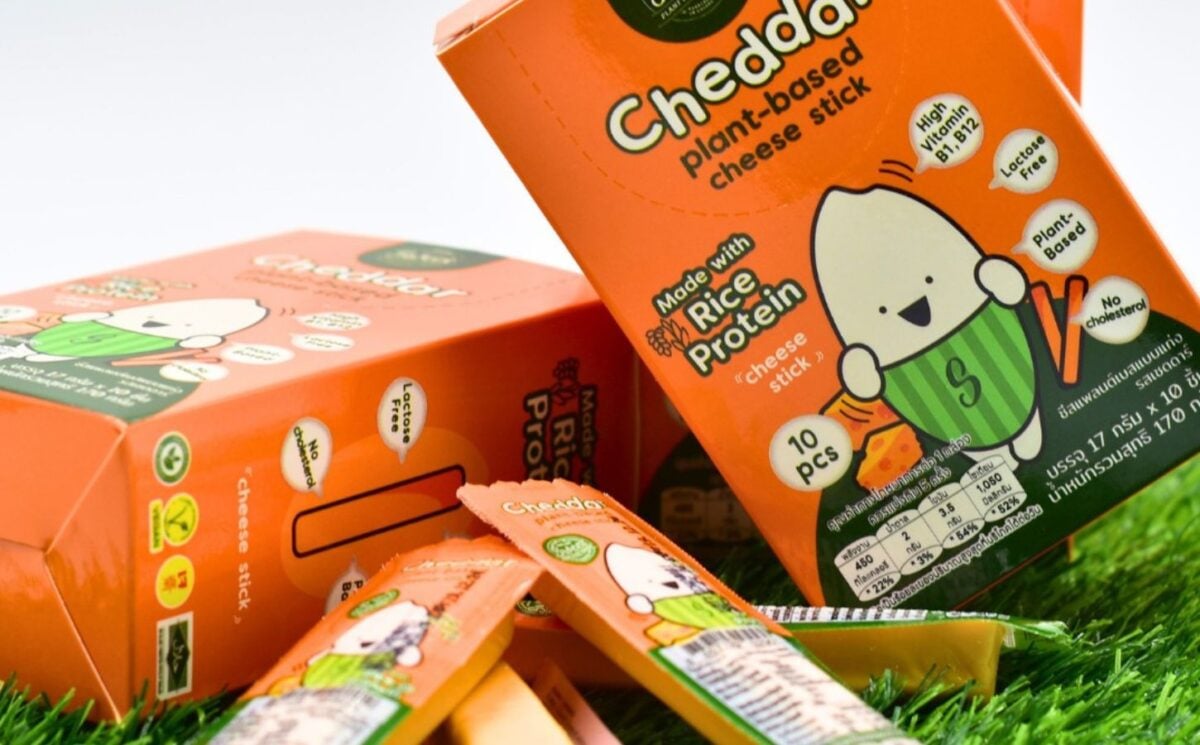 Photo shows the new Swees Cheddar Plant-Based Cheese Sticks