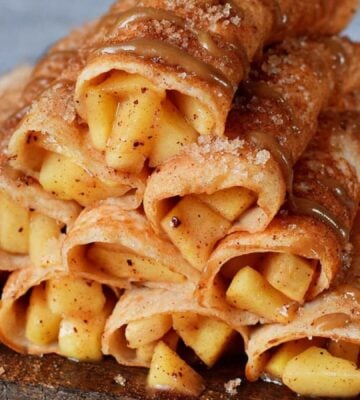 a vegan apple dessert recipe, apple crepes with cinnamon