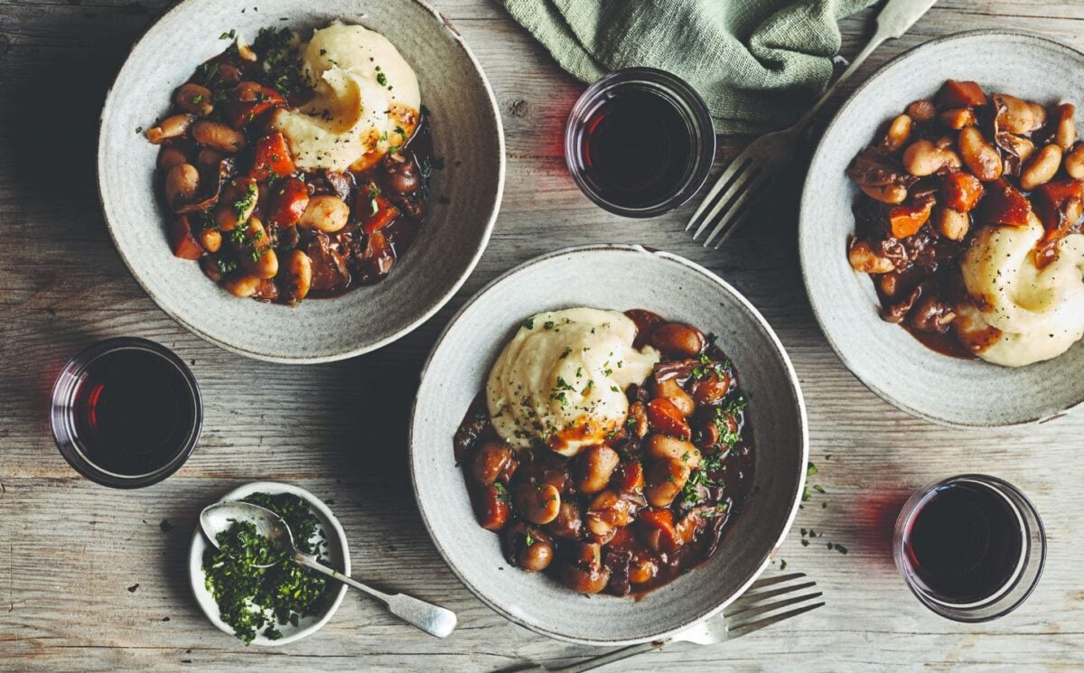 A vegan butter bean bourguignon
