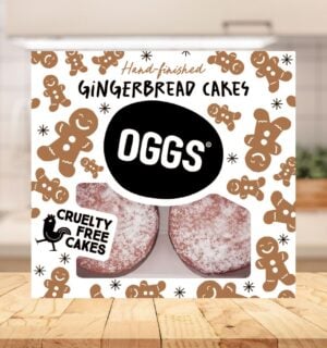 A pack of OGGS vegan gingerbread cakes