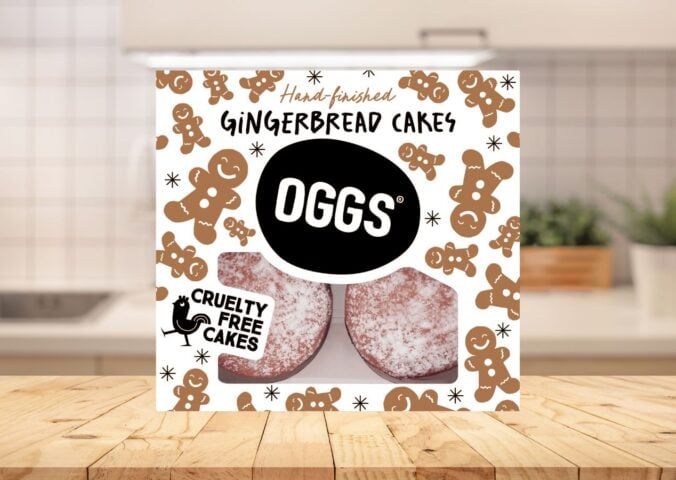 A pack of OGGS vegan gingerbread cakes