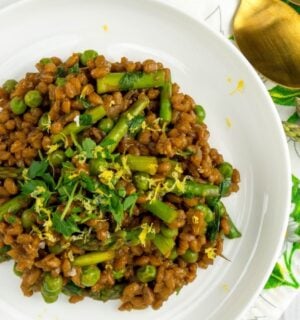 A vegan risotto made with all dairy-free ingredients