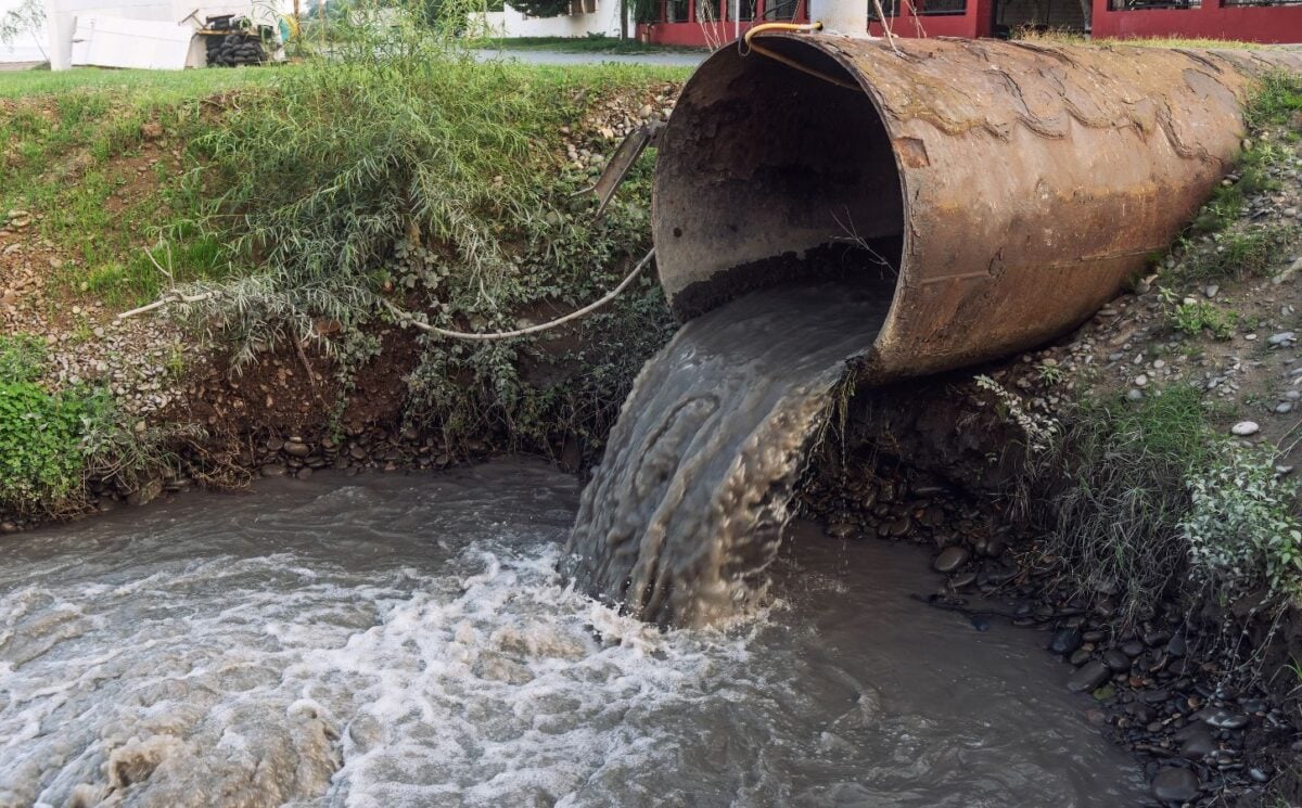 sewage discharge into river