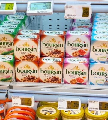 Photo shows a selection of Bel Group's Boursin cheese on a refrigerated supermarket shelf