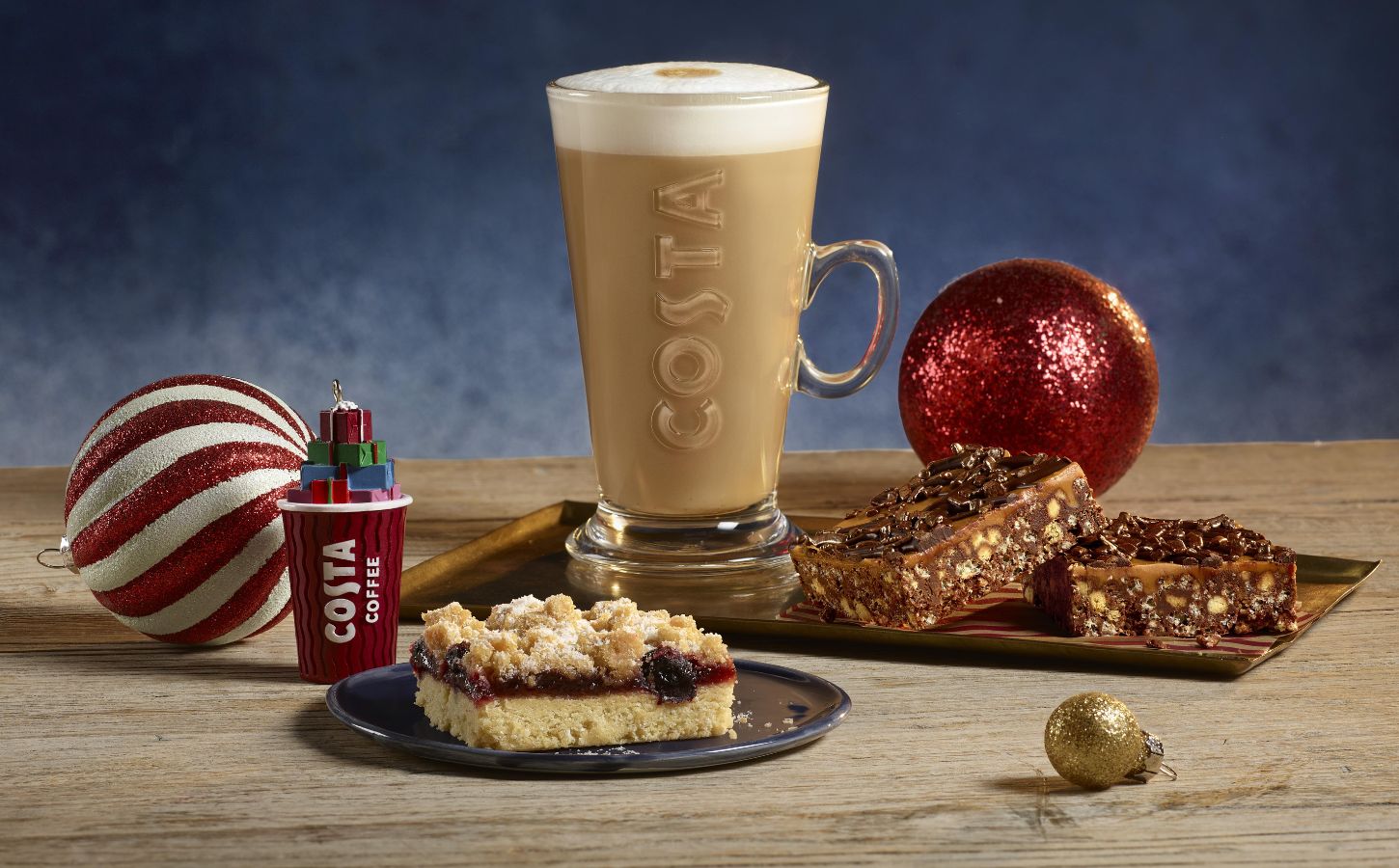 Photo shows the new vegan Costa x BOSH! Christmas items