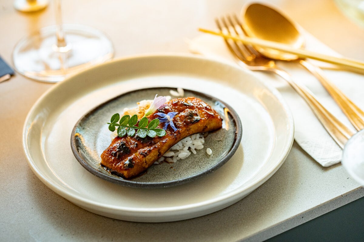 Photo shows a dish of Forsea's cultured eel product