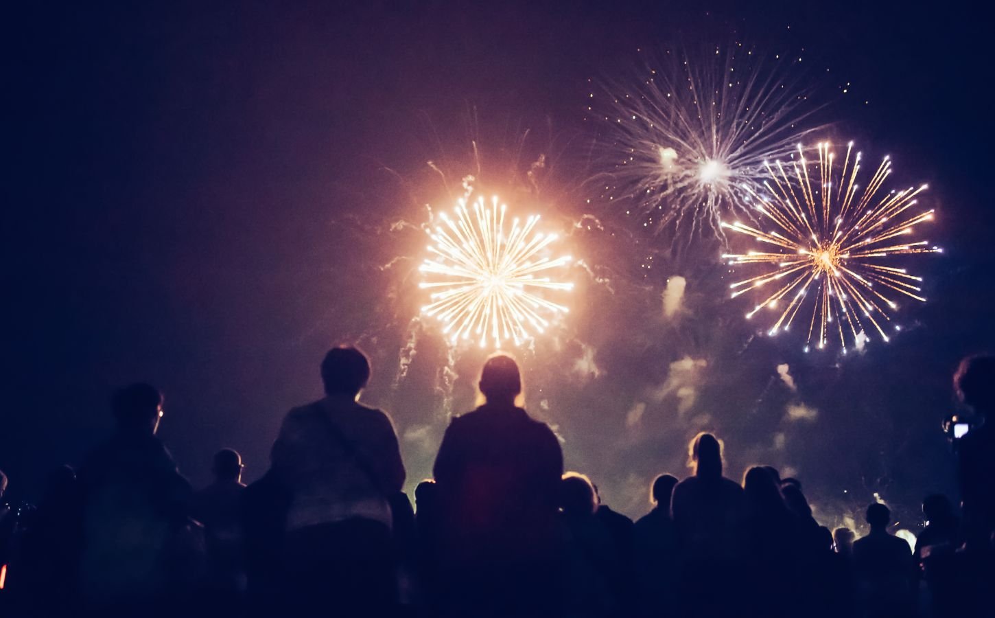 People watching a firework display