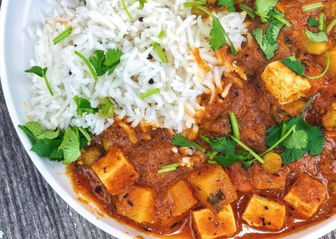 A plate of plant-based malai kofta, a high protein vegan curry