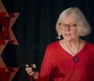 Toni MacAskill speaking at TEDx Boston's Longevity Summit