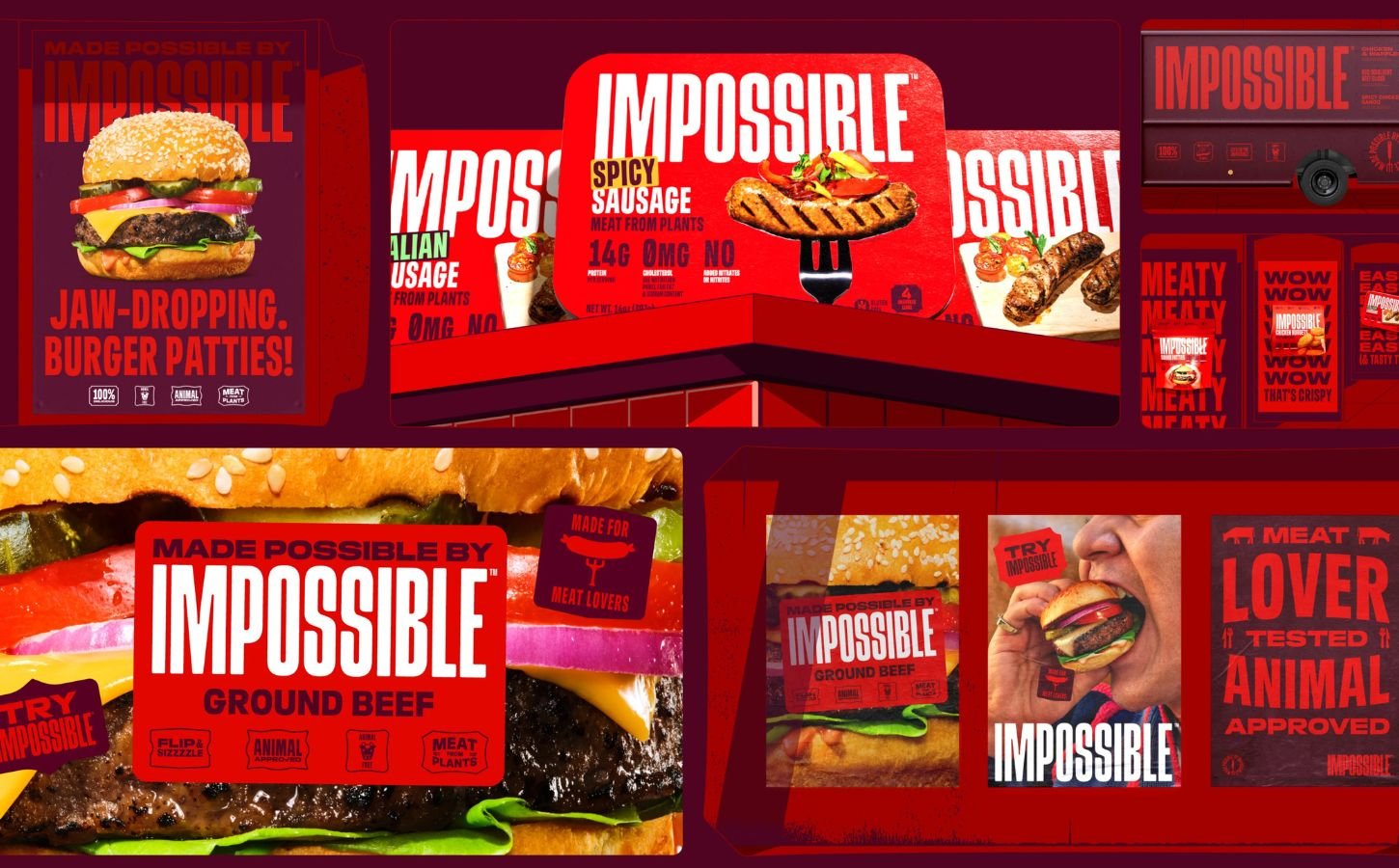 A selection of Impossible products with the red logo