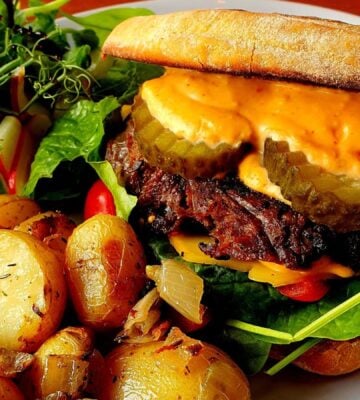 Ground Plant Based Coffee's lion's mane burger