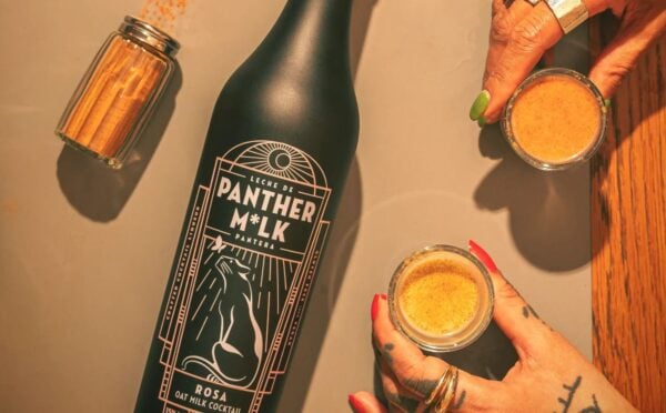 A bottle of vegan oat milk-based liqueur "Panther M*lk"