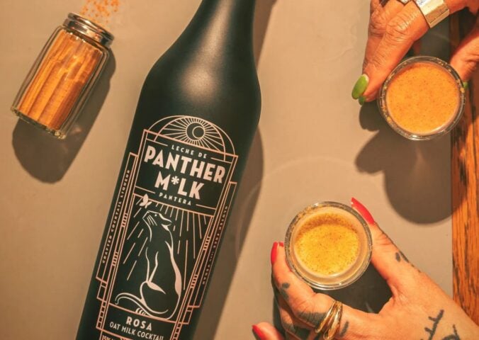 A bottle of vegan oat milk-based liqueur "Panther M*lk"