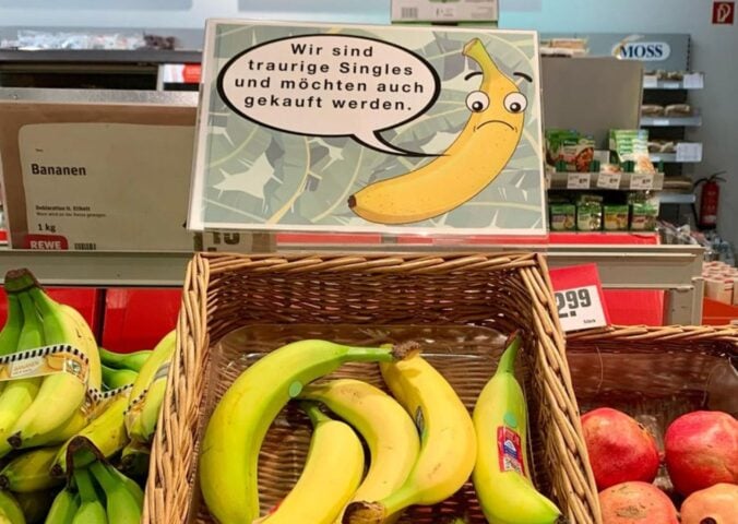 "Sad singles" banana signage from the study