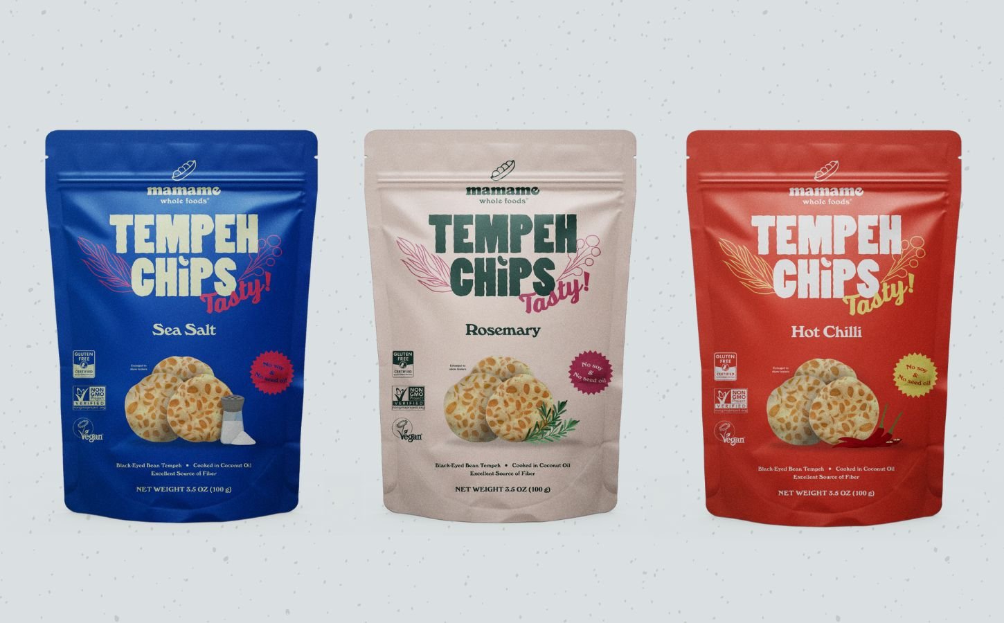 A selection of tempeh chips from Mamane Whole Foods