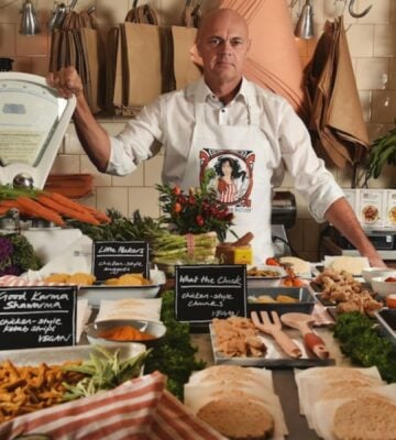 Photo shows The Vegetarian Butcher co-founder Jaap Korteweg in an all-vegan butcher shop