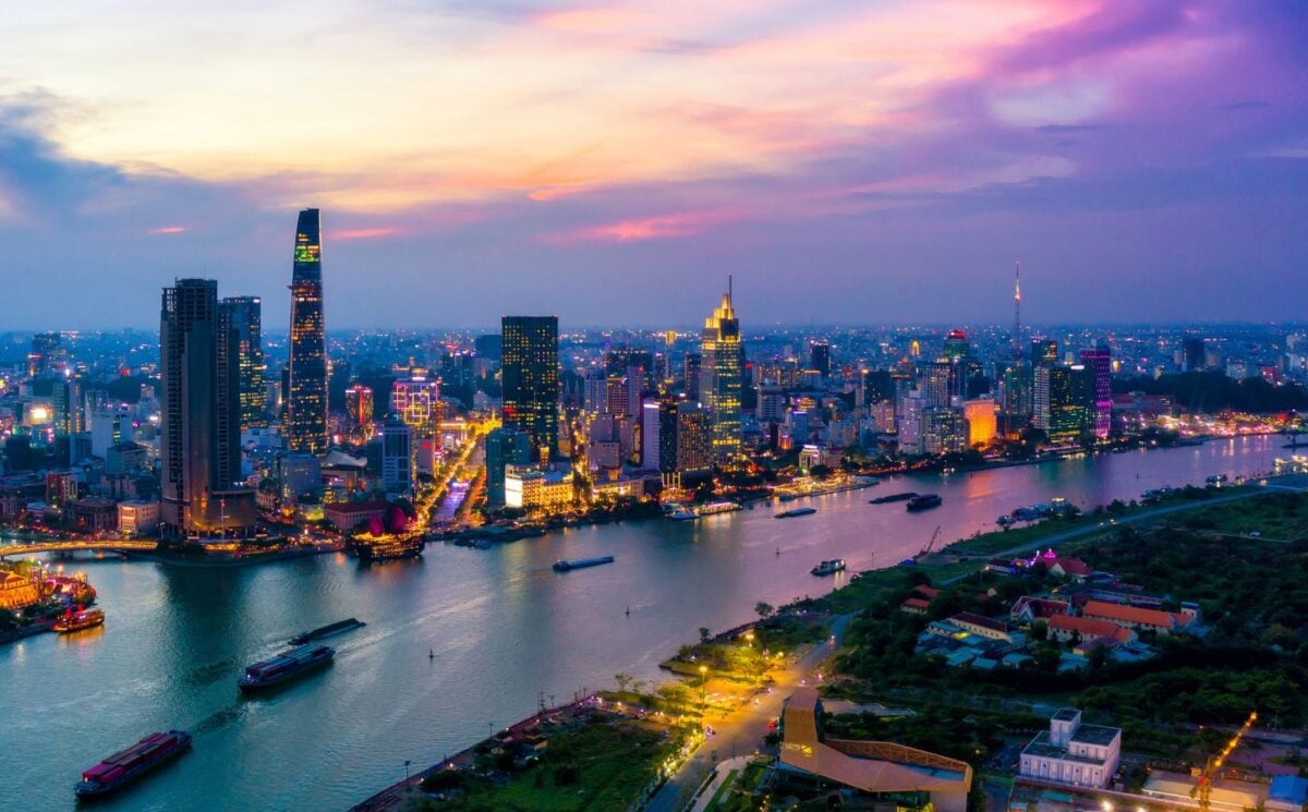 An aerial view of Ho Chi Minh City, which is one of the most vegan-friendly cities in the world