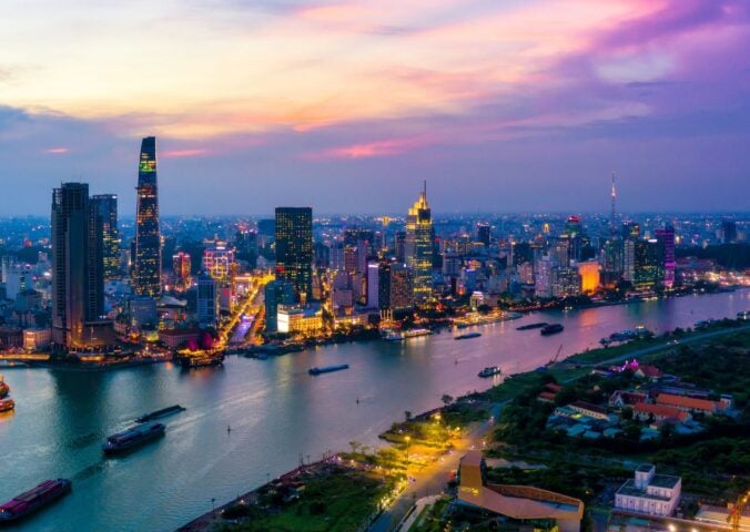 An aerial view of Ho Chi Minh City, which is one of the most vegan-friendly cities in the world