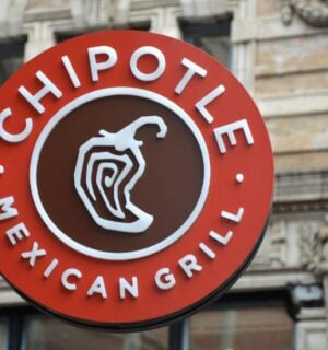 The outside of vegan-friendly fast food restaurant Chipotle