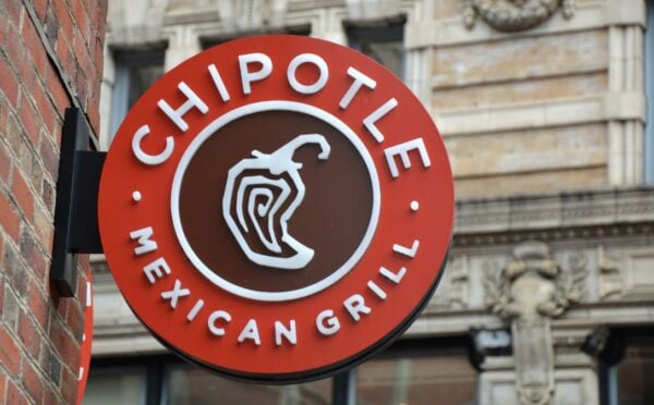 The outside of vegan-friendly fast food restaurant Chipotle