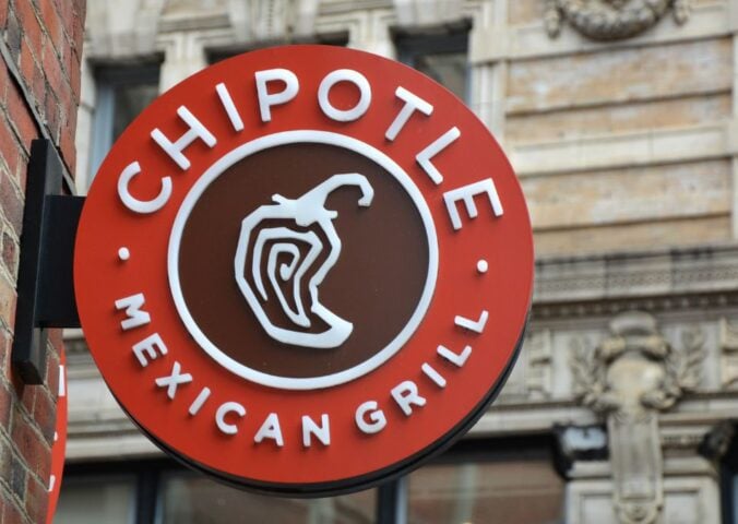 The outside of vegan-friendly fast food restaurant Chipotle