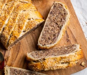 A "posh" vegan sausage roll made to a plant-based recipe