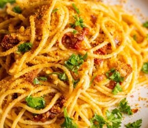 A vegan spaghetti dish from Romy London