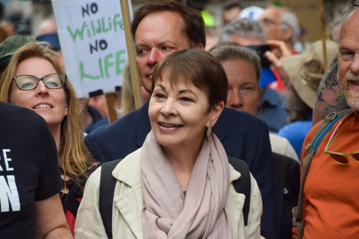 Former Green Party leader and former RSPCA vice president Caroline Lucas at a nature march