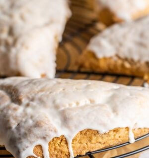 vegan chai spiced scones with maple glaze