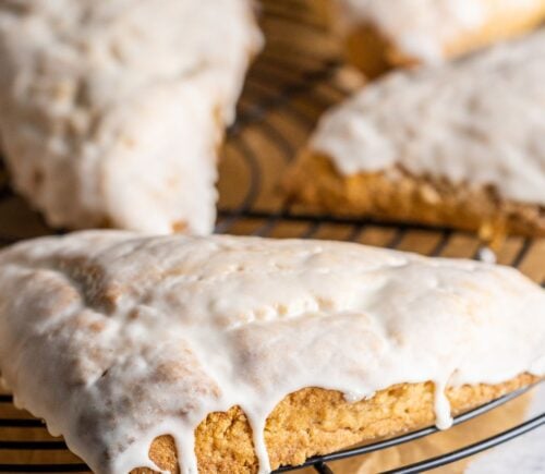 vegan chai spiced scones with maple glaze