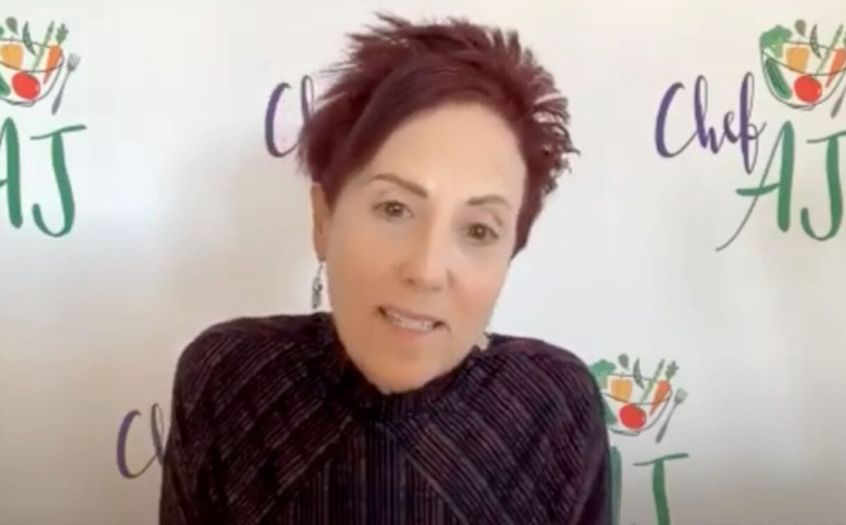 A still from a recent video from Chef AJ announcing she has lung cancer