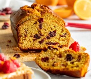 a cranberry and orange breakfast loaf perfect for winter and the holidays