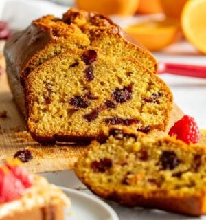 a cranberry and orange breakfast loaf perfect for winter and the holidays