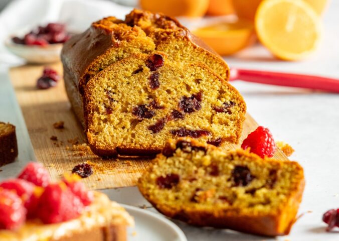 a cranberry and orange breakfast loaf perfect for winter and the holidays