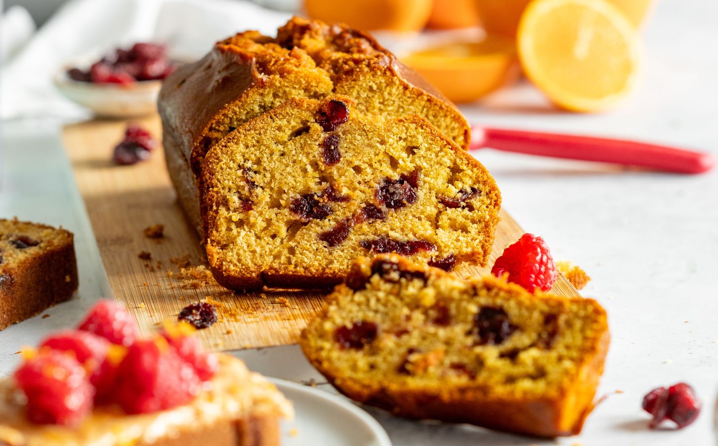 a cranberry and orange breakfast loaf perfect for winter and the holidays