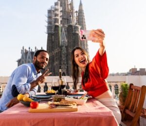 People eating in Barcelona