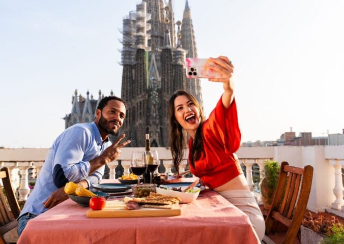 People eating in Barcelona