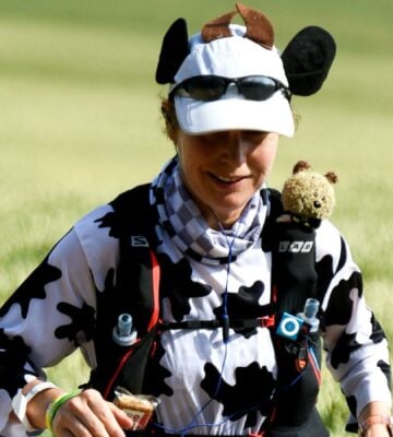 Photo shows vegan athlete Fiona Oakes, who is running 625 miles in December to raise money for her animal sanctuary