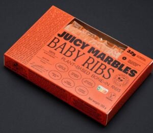 Photo shows the packaging for Juicy Marbles Baby Ribs