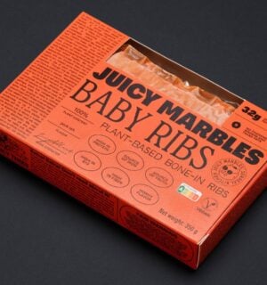 Photo shows the packaging for Juicy Marbles Baby Ribs