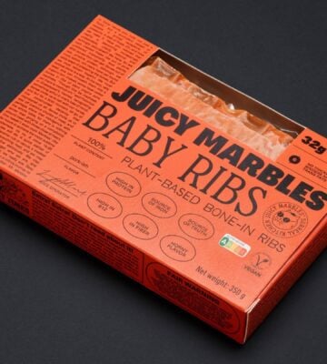 Photo shows the packaging for Juicy Marbles Baby Ribs