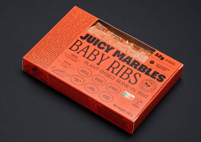 Photo shows the packaging for Juicy Marbles Baby Ribs