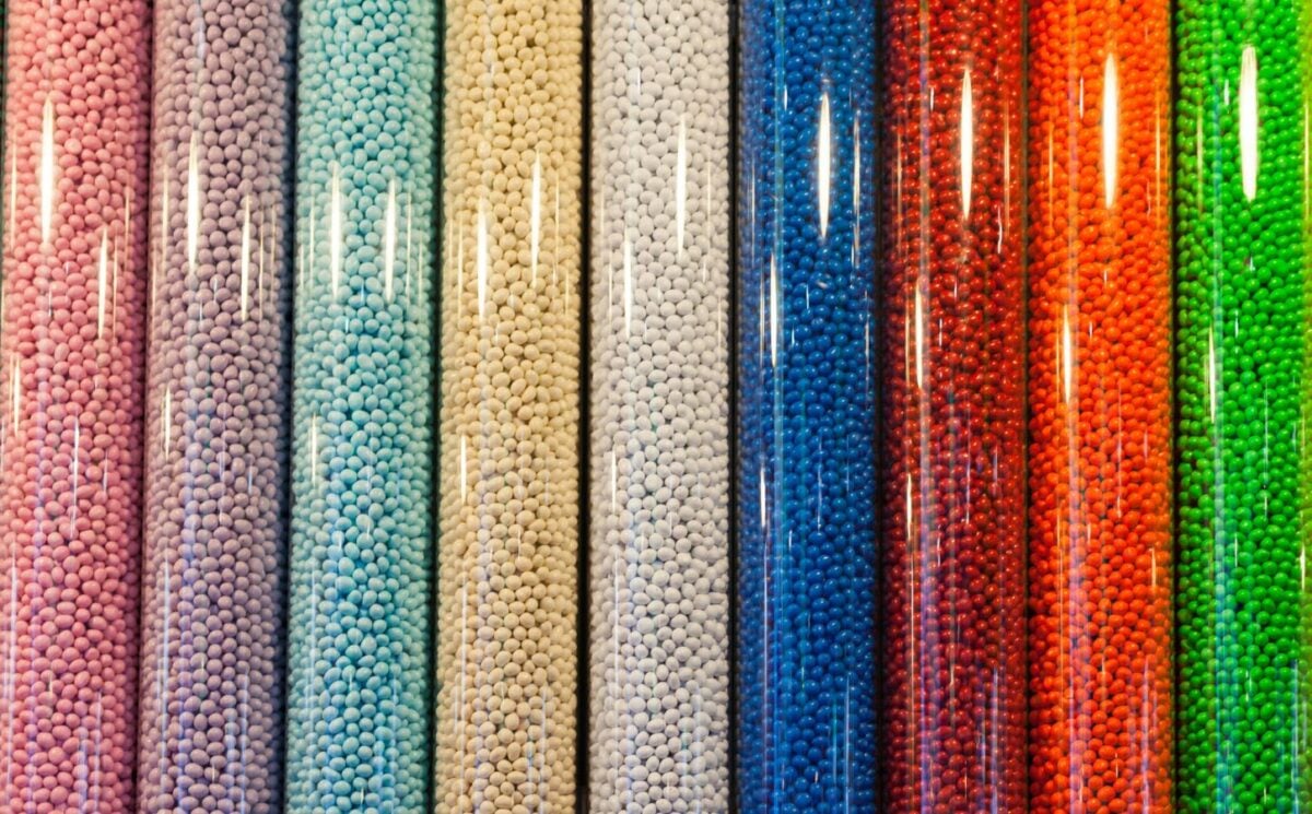 Colourful candy in tubes