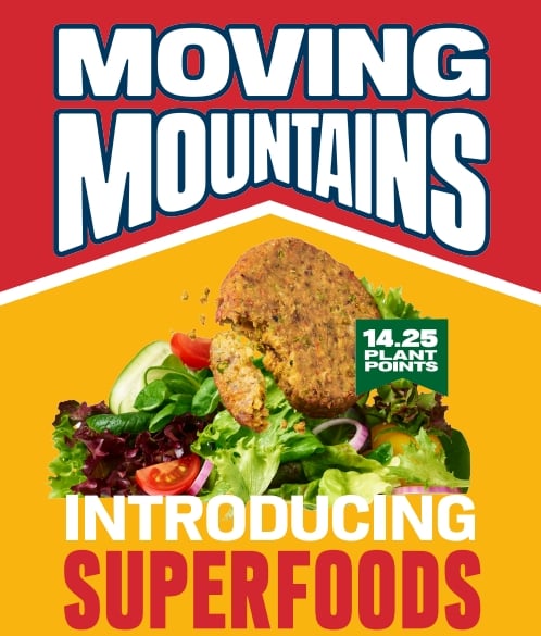 Photo shows the new Moving Mountains "Superfoods" range