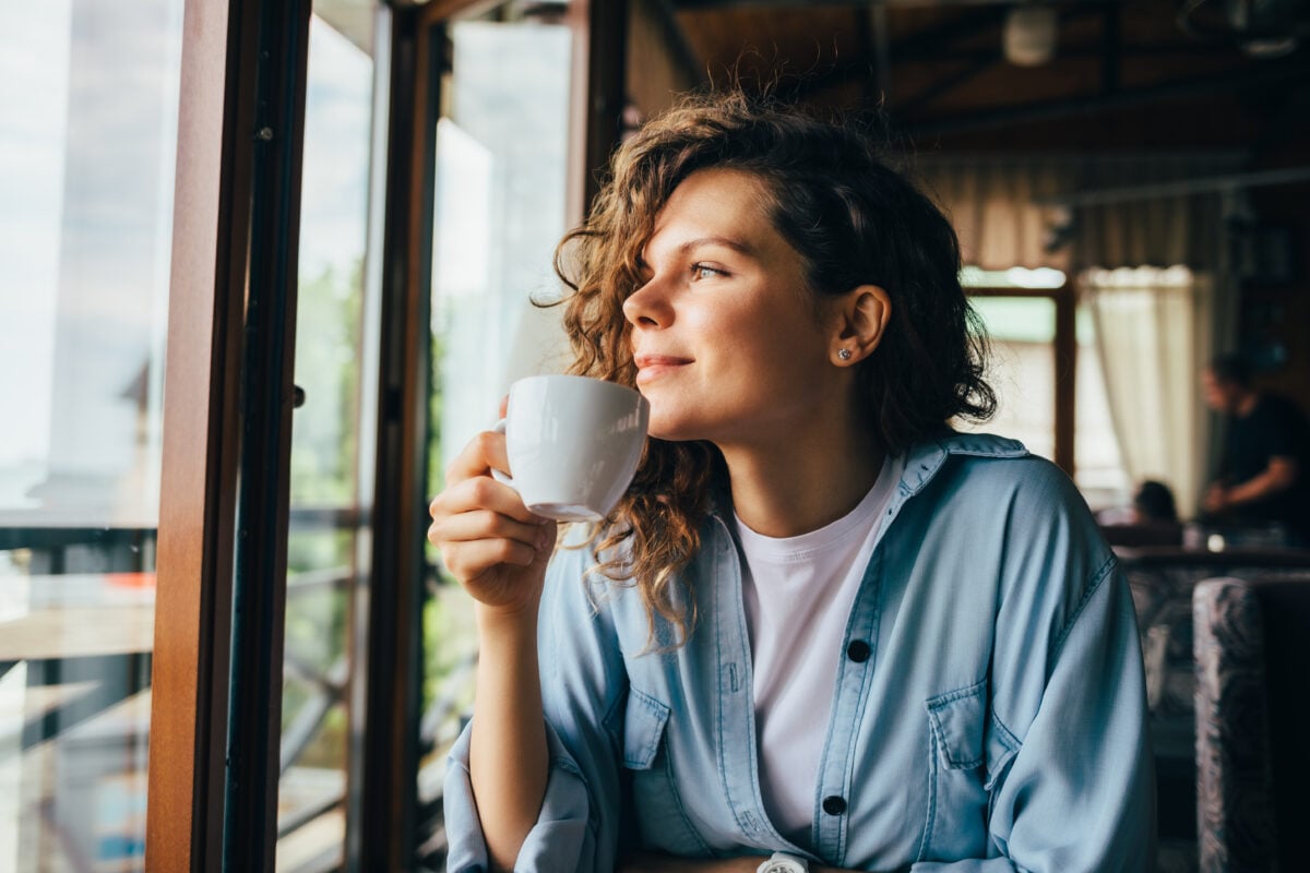 Woman drinking coffee